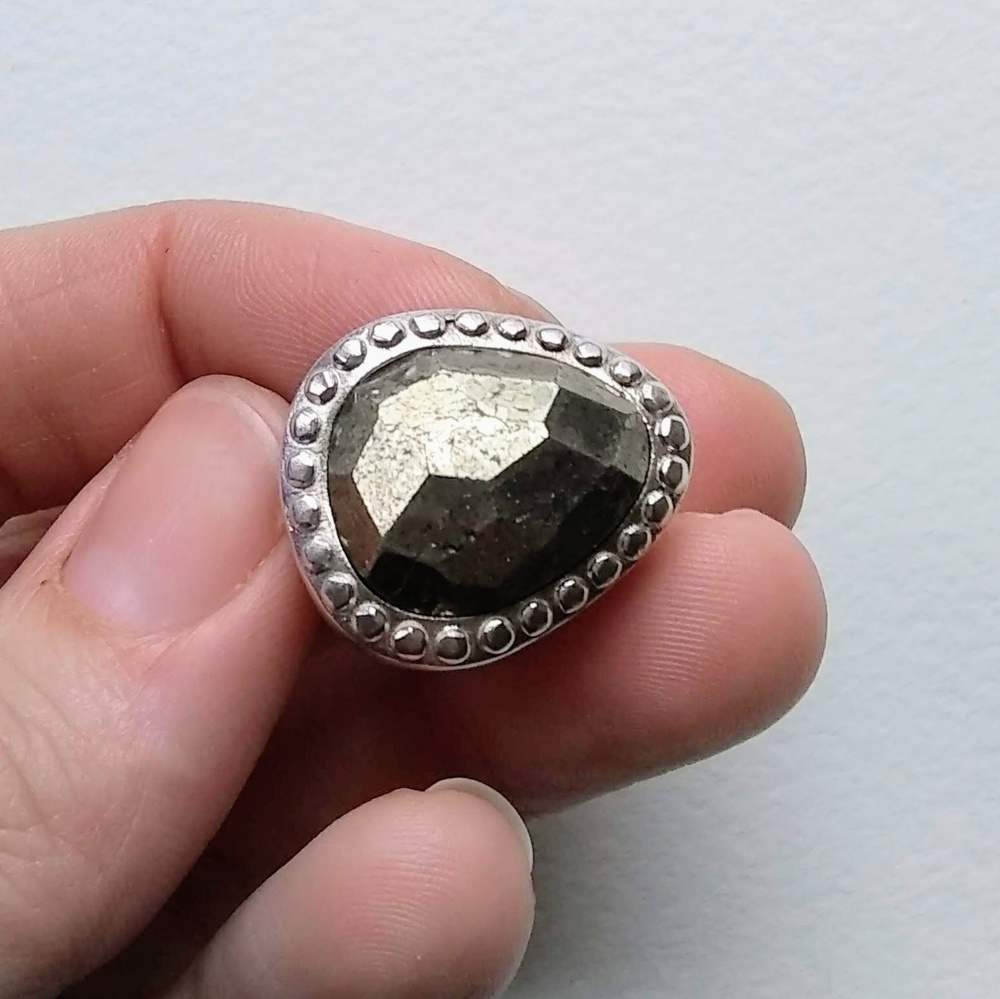 Silpada Pyrite Sterling Silver Ring Size 8.5